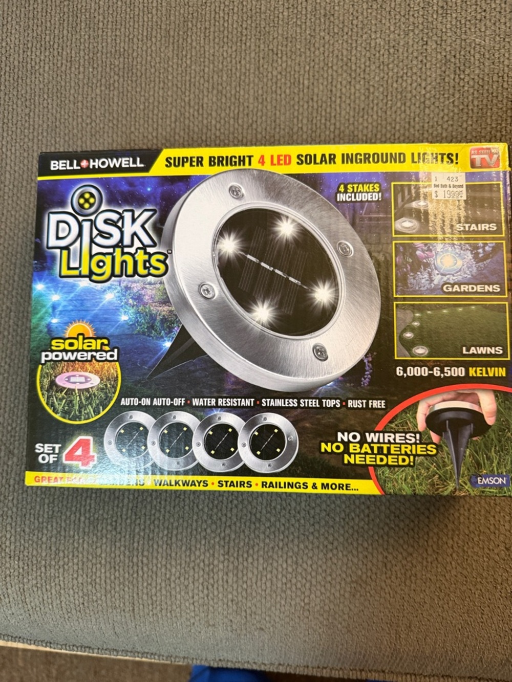 Disk Lights Solar Inground Lanterns - Stainless Steel (Set of 4)